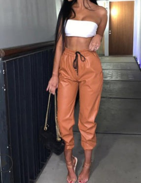 Fashion Lady PU Leren Broek – Badass Loose-Fit Jogger | Edgy & Conscious Style