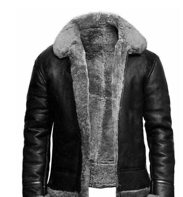 Winter Warrior™ – Stoere Heren Leren Bomber Jas met Luxe Kunstbontvoering