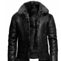 Winter Warrior™ – Stoere Heren Leren Bomber Jas met Luxe Kunstbontvoering
