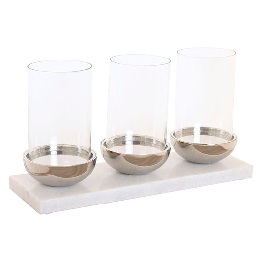 Candleholder Home ESPRIT White Silver Crystal Marble 40 x 13 x 22 cm-0