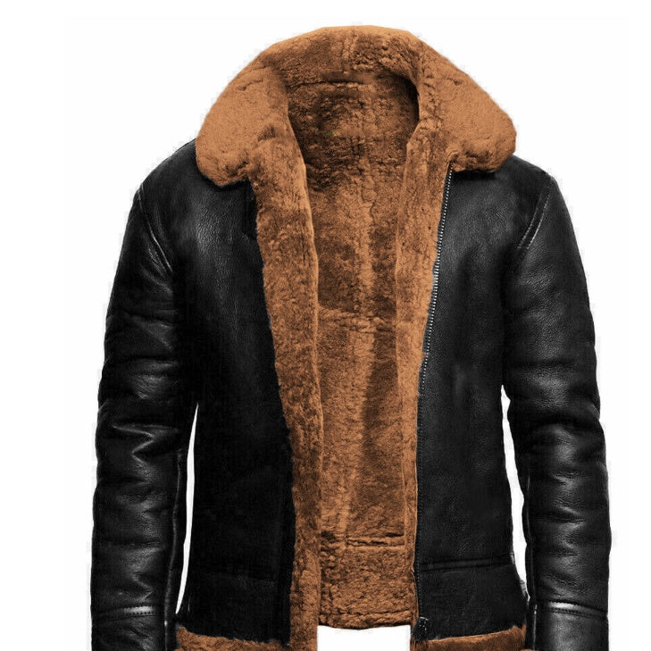 Winter Warrior™ – Stoere Heren Leren Bomber Jas met Luxe Kunstbontvoering